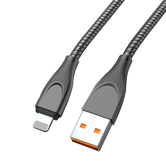 ADC-009 1m Zinc Alloy USB to Lightning 8 Pin Fast Charging Cable Data Transmission Flexible USB Cable - Black