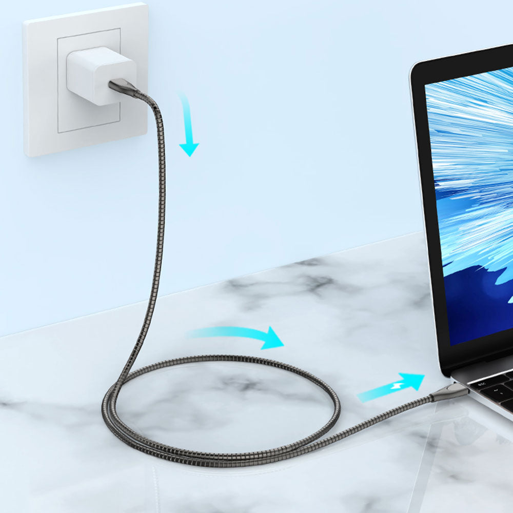 ADC-009 1m Zinc Alloy USB to Lightning 8 Pin Fast Charging Cable Data Transmission Flexible USB Cable - Silver