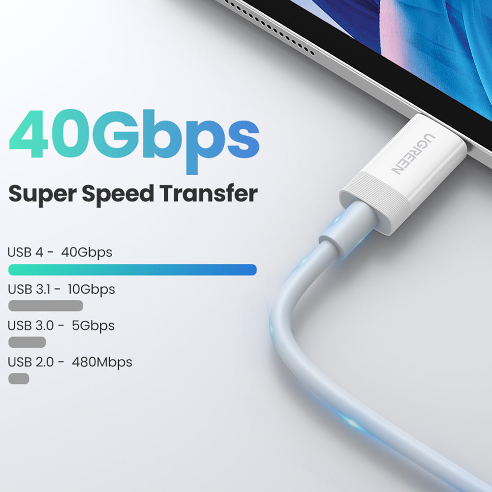 Uniqkart 0.8m For MacBook 2020 MateBook 13 PD 100W USB 4 Cable 8K/60Hz 40Gbps Super Speed Transfer Type C Charging Cable
