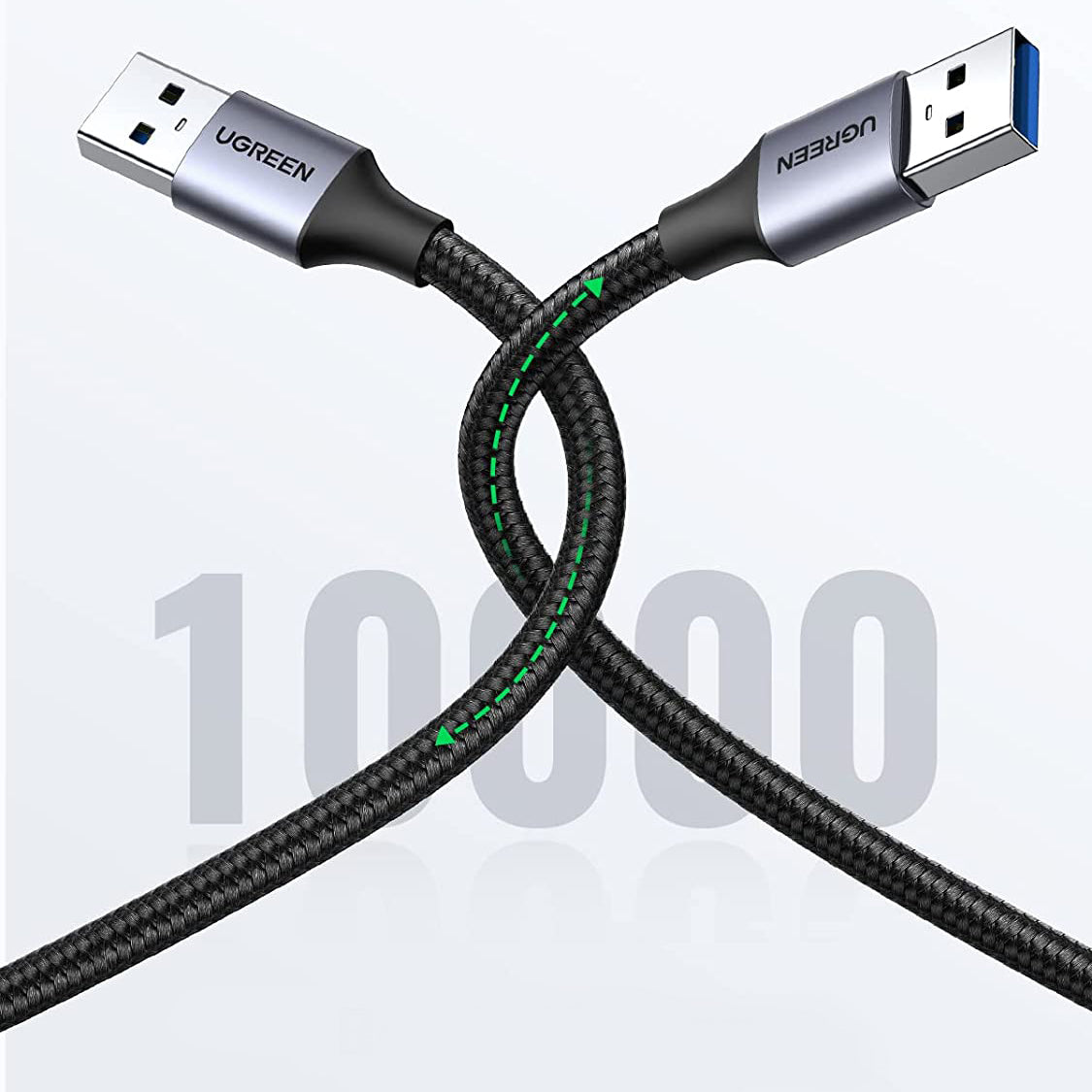 UGREEN For Hard Disk Driver TV USB Hub Camera USB 3.0 Male to Male Braided Data Cable, 2m
