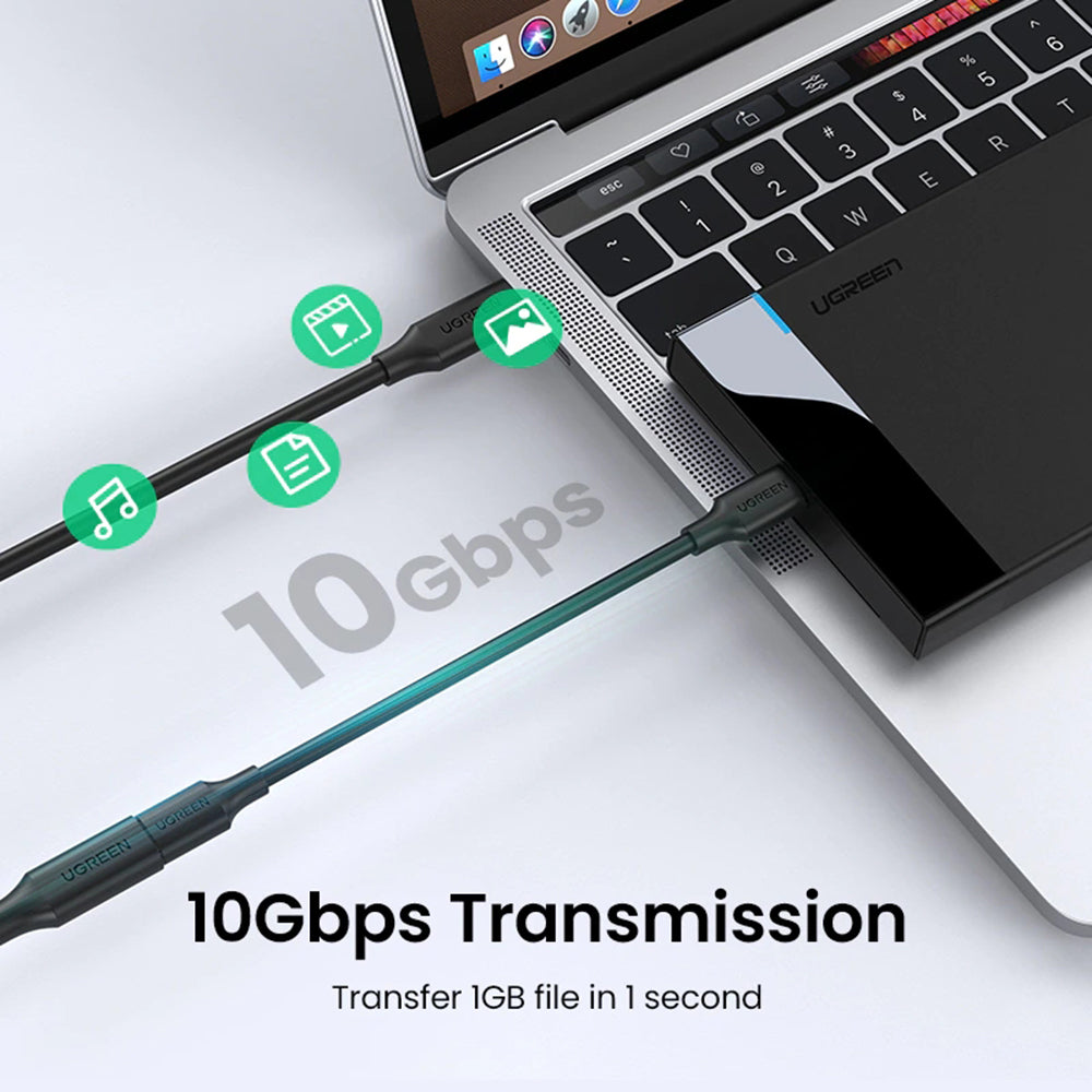 Uniqkart 10387 1m USB-C 3.1 Extension Cord PD 100W 4K 60Hz Gen 2 10Gbps Male to Female USB Extension Charging Sync Cable