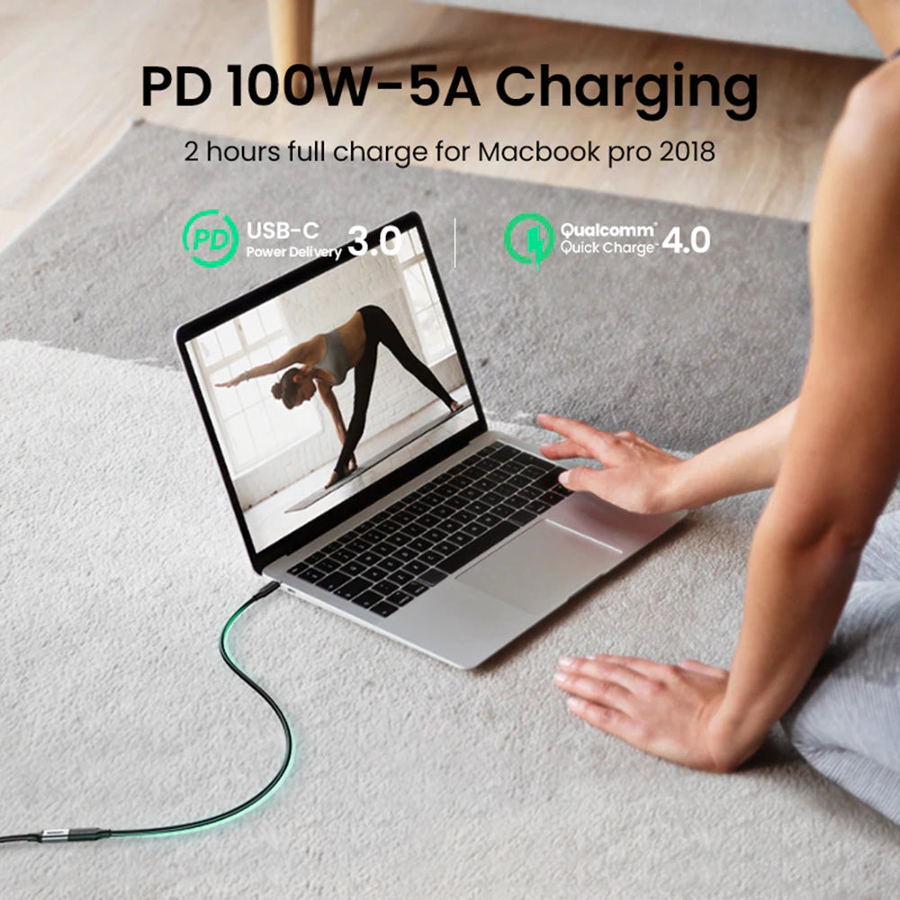 Uniqkart 10387 1m USB-C 3.1 Extension Cord PD 100W 4K 60Hz Gen 2 10Gbps Male to Female USB Extension Charging Sync Cable