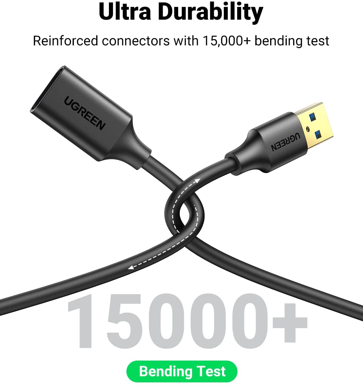 Uniqkart 10373 2m USB 3.0 Male to Female Extension Cable Fast Data Transfer for Webcam USB Keyboard Mouse Flash Drive