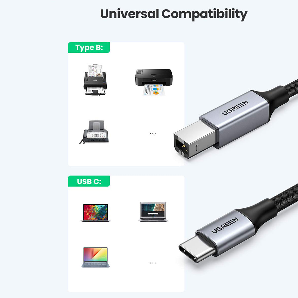 Uniqkart 3m For MacBook Pro Epson HP Canon Samsung USB C to USB B 2.0 Printer Cable