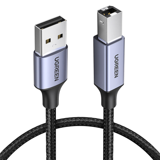 Uniqkart 1.5m Tangle Free USB A to USB B Cable for HP Epson Canon Brother Printer Male to Male Gold Plated Plug Cord