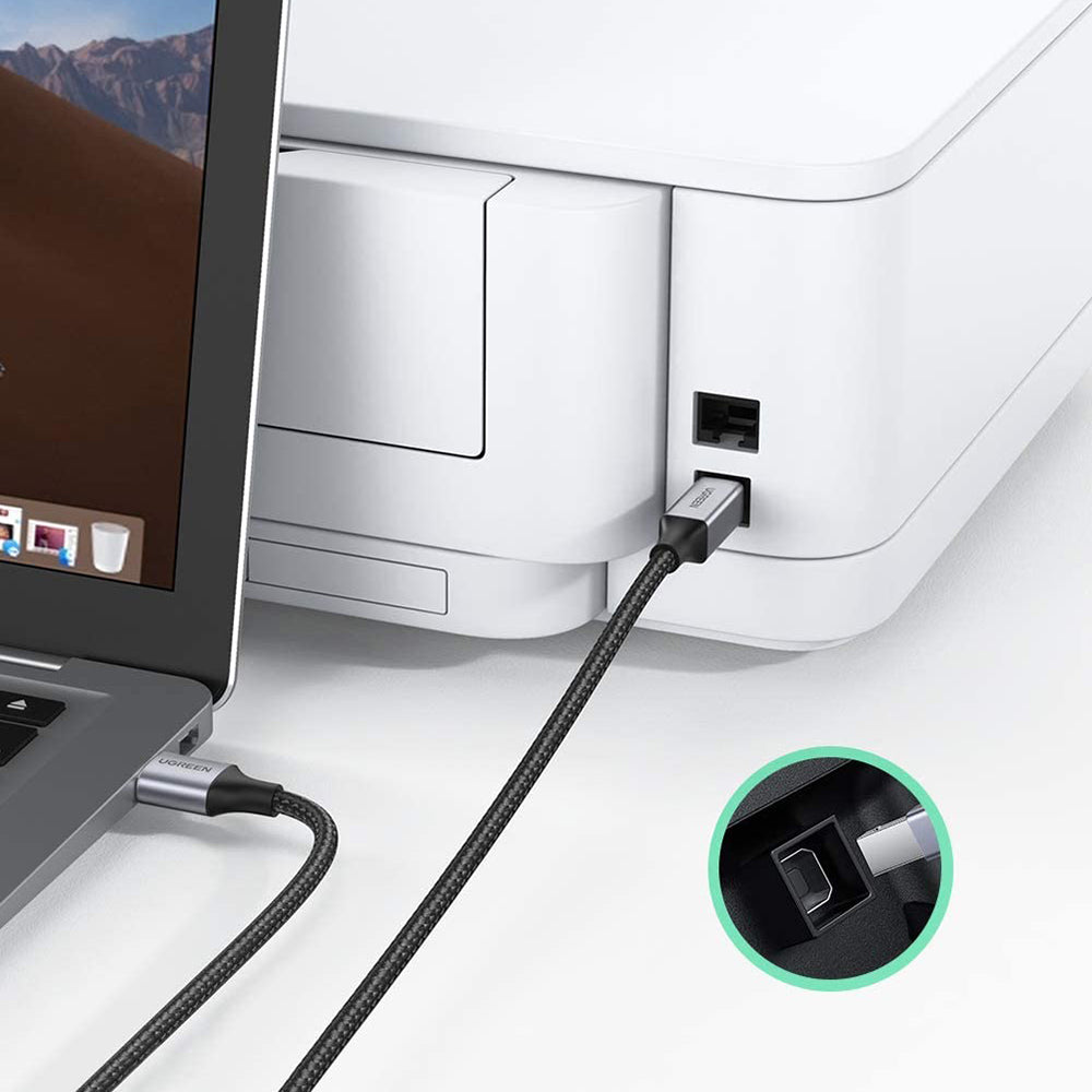 Uniqkart 1.5m Tangle Free USB A to USB B Cable for HP Epson Canon Brother Printer Male to Male Gold Plated Plug Cord