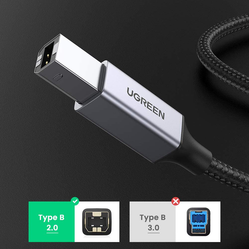 Uniqkart 3m For HP Epson Canon Brother USB A to USB B Male Printer Cable Nylon Braided Cord