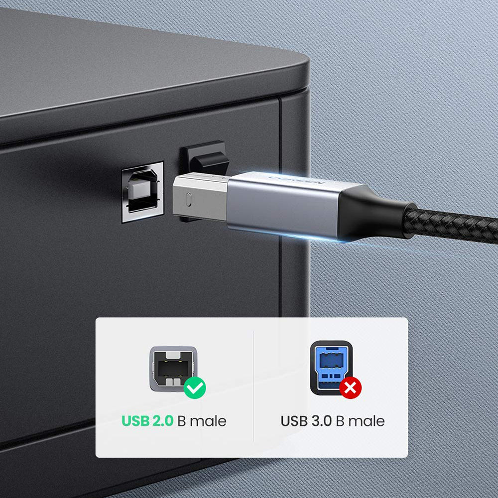 UGREEN 1.5m USB C to USB B 2.0 Nylon Braided Cable for MacBook Pro Epson HP Canon Samsung Printer