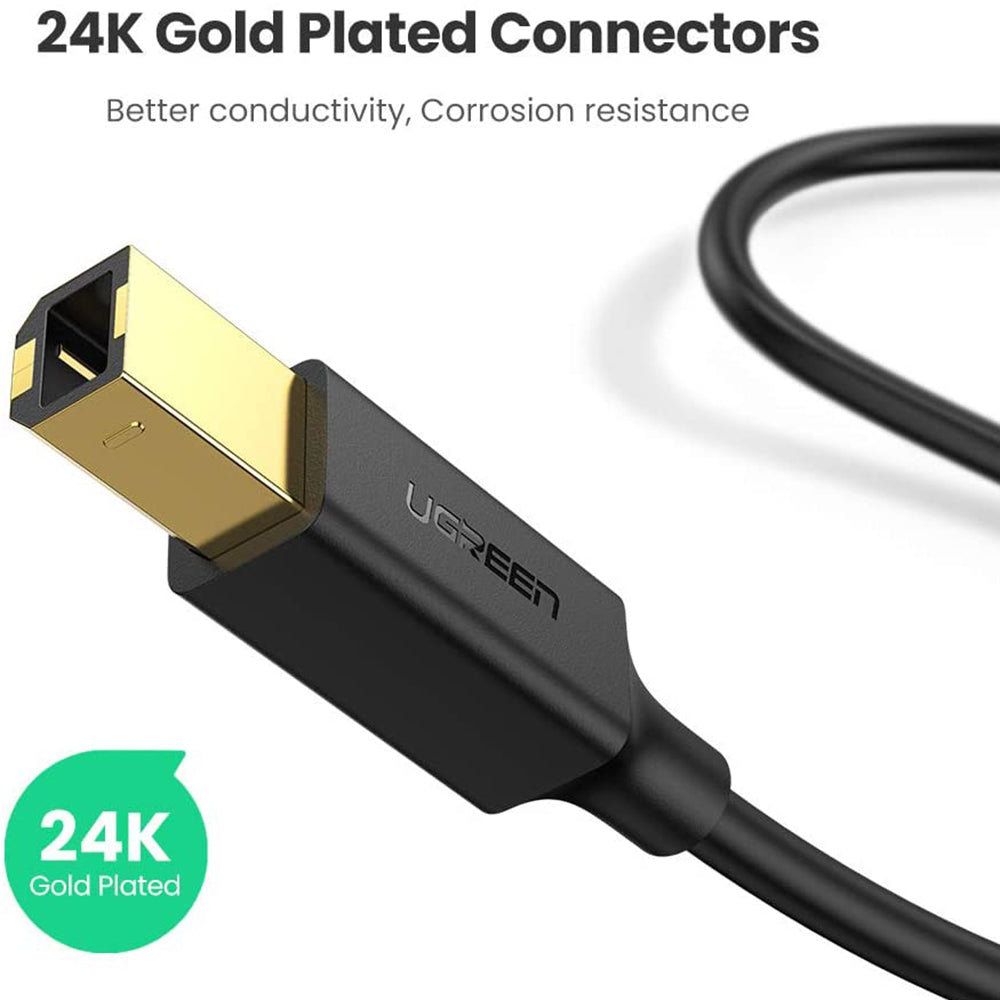 Uniqkart 5m Type B Male to A Male Gold Plated Connector USB 2.0 Printer Cable for HP Canon Epson