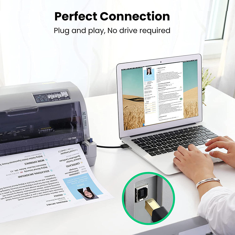 Uniqkart 5m Type B Male to A Male Gold Plated Connector USB 2.0 Printer Cable for HP Canon Epson