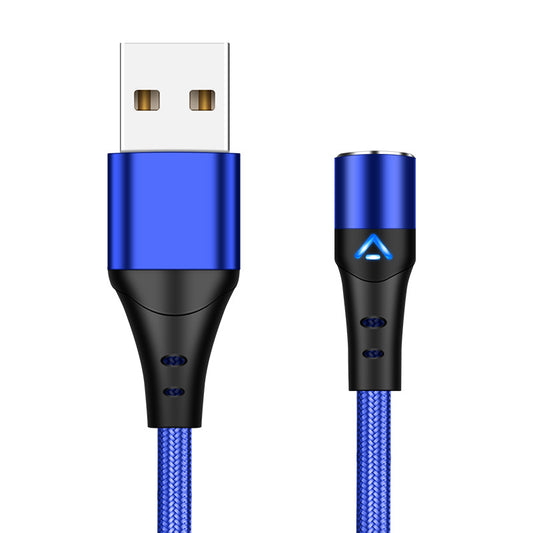 1m 3A Magnetic Attraction Nylon Braided Charging Cable USB Data Cord (No Magnetic Adapter) - Blue
