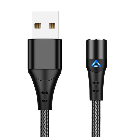 1m 3A Magnetic Attraction Nylon Braided Charging Cable USB Data Cord (No Magnetic Adapter) - Black