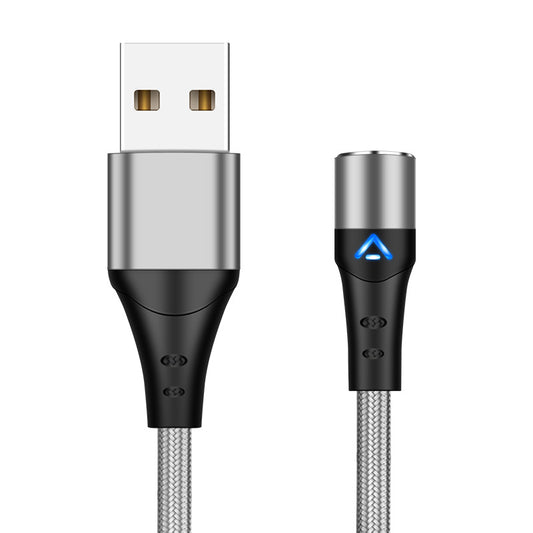 1m 3A Magnetic Attraction Nylon Braided Charging Cable USB Data Cord (No Magnetic Adapter) - Silver