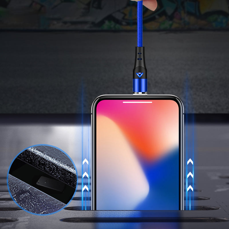 1m Magnetic Adsorption Nylon Braided 5A Fast Charging Cable USB Data Cord with LED Indicator (No Magnetic Adapter) - Blue