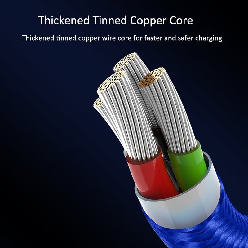 1m Magnetic Adsorption Nylon Braided 5A Fast Charging Cable USB Data Cord with LED Indicator (No Magnetic Adapter) - Blue