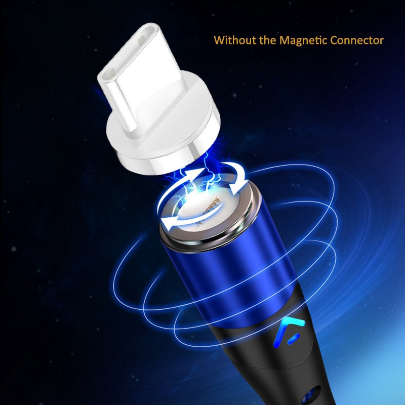 1m Magnetic Adsorption Nylon Braided 5A Fast Charging Cable USB Data Cord with LED Indicator (No Magnetic Adapter) - Blue