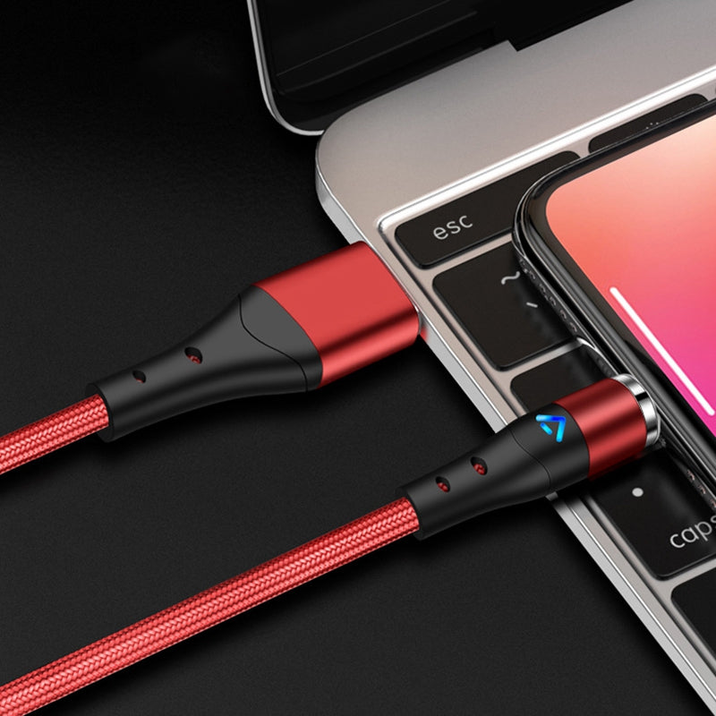 1m Magnetic Adsorption Nylon Braided 5A Fast Charging Cable USB Data Cord with LED Indicator (No Magnetic Adapter) - Red