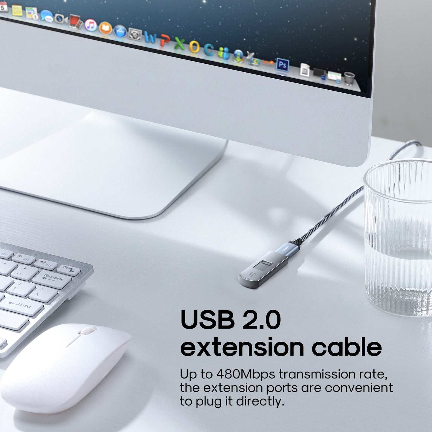 2m USB A Male to Female Nylon Braided Cord 3A Fast Charging USB 2.0 Extension Cable