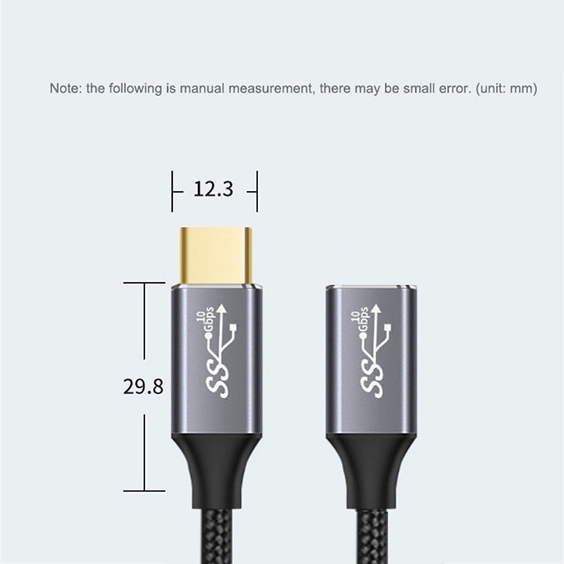 0.25m Type-C to Type-C 3.1 Gen2 Male to Female Extension Cable 4K/60HZ 10Gbps Data Cord