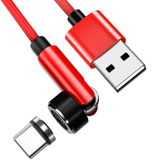 2m Type-C 540 Degrees Adjustable Magnetic Attraction Fast Charging Cable Braided Data Cord - Red