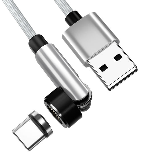 2m Type-C 540 Degrees Adjustable Magnetic Attraction Fast Charging Cable Braided Data Cord - Silver