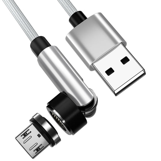 2m Fast Charging Data Cable + Micro Plug 540 Degrees Rotating Magnetic Attraction Converter - Silver