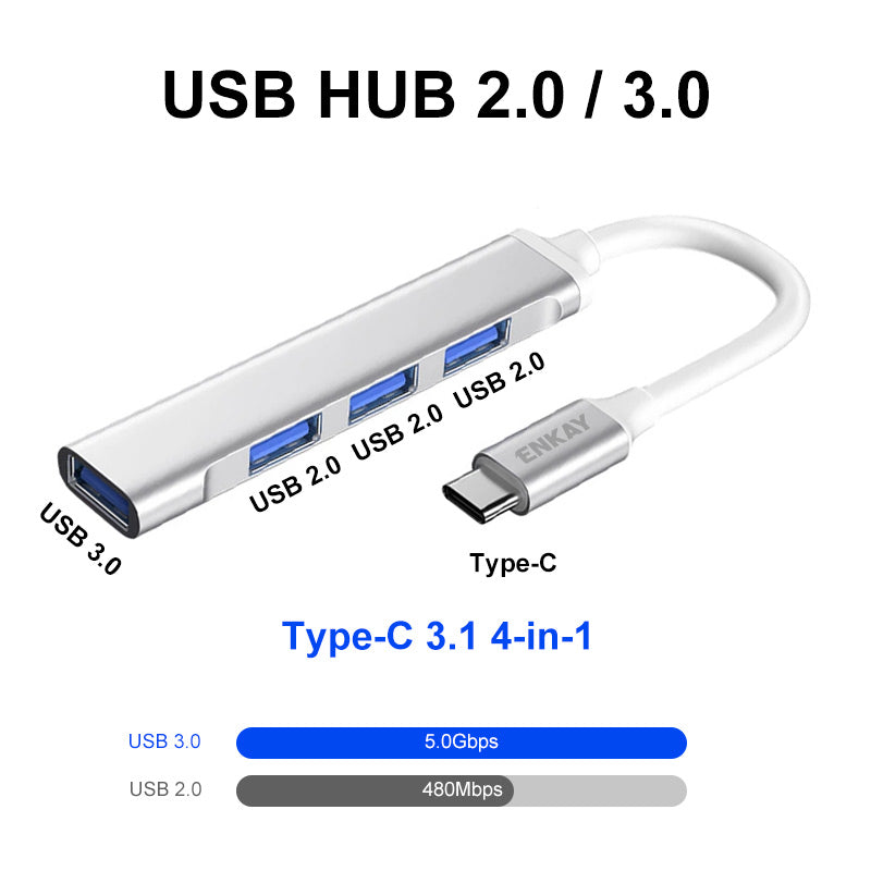 ENK-AT114 Multi-Port Hub Adapter 4 in 1 USB3.0 Extender Type-C Docking Station with USB3.0 + 3 USB2.0