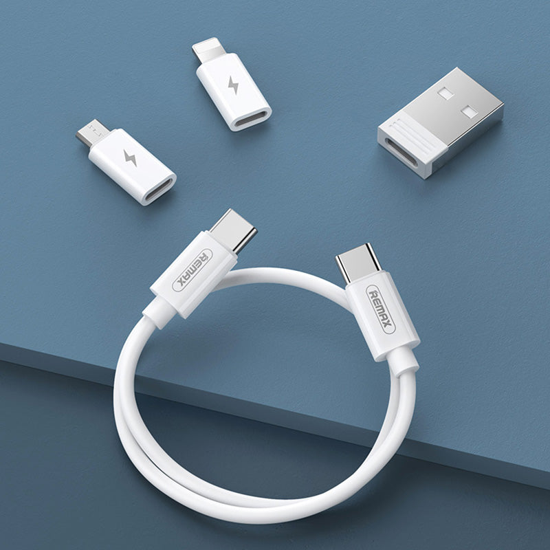 REMAX RC-190 Multi-Functional Cable Card Carrying Case with Type-C Cable, Micro-USB / Lightning / USB Adapter Kit Cable Converter Storage Box Support Data Transfer - White