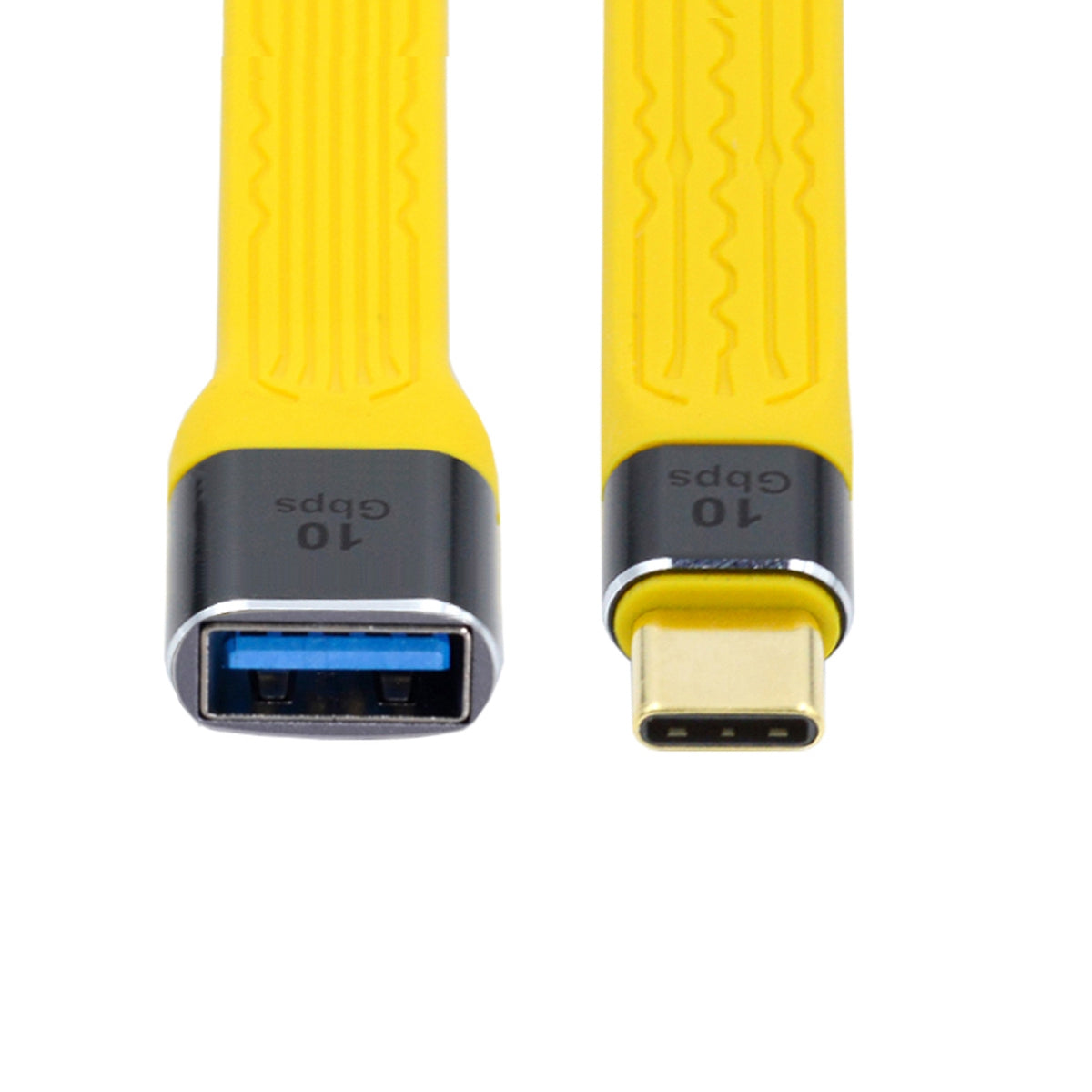 13cm USB 3.1 Type-C Male Host to USB 3.0 Type A Female OTG Flat Slim FPC 10Gbps Data Cable for Laptop Phone - Yellow