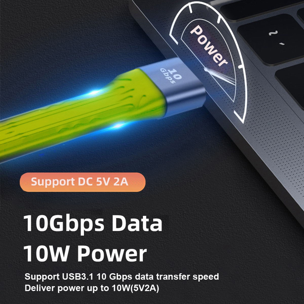 13cm USB 3.1 Type-C Male Host to USB 3.0 Type A Female OTG Flat Slim FPC 10Gbps Data Cable for Laptop Phone - Yellow