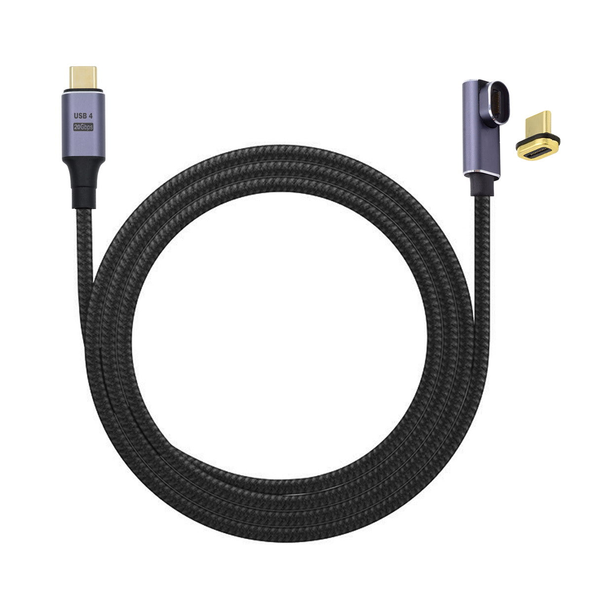 UC-034-LP USB-C Magnetic 90-Degree Connector USB4 Cable 20Gbps 100W Charging Cord 8K / 5K Video Cable