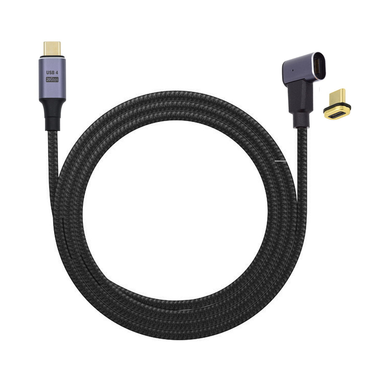 UC-034-RI USB-C Magnetic Connector USB4 Cable 20Gbps Left Right Angled 90-Degree 100W Charging 8K / 5K Video Cord