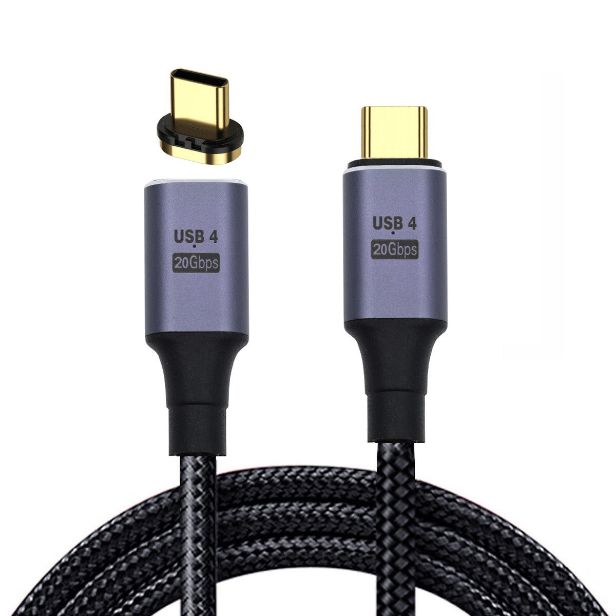 UC-034-BK Magnetic Connector USB4 Male to Male USB-C Cable 20Gbps 100W Charging Cord 8K / 5K Video Cable