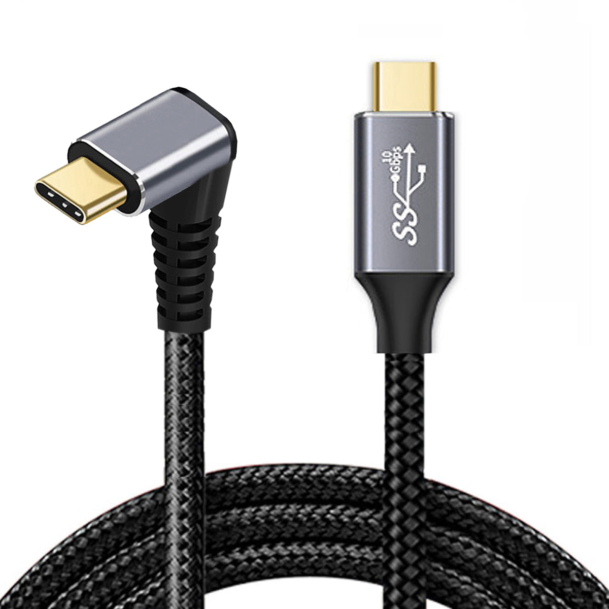UC-064-UP-2.0M 90-Degree Angled Type-C Male to Male USB3.1 Data Cable 10Gbps 100W Fast Charging Cable with E-marker Chip