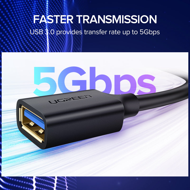 Uniqkart 10373 2m 5Gbps High Speed USB 3.0 Extension Cable Gold-plated Connector Cord for PS4 / Xbox / USB Flash Drive / Printer
