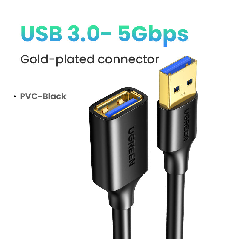 Uniqkart 10373 2m 5Gbps High Speed USB 3.0 Extension Cable Gold-plated Connector Cord for PS4 / Xbox / USB Flash Drive / Printer