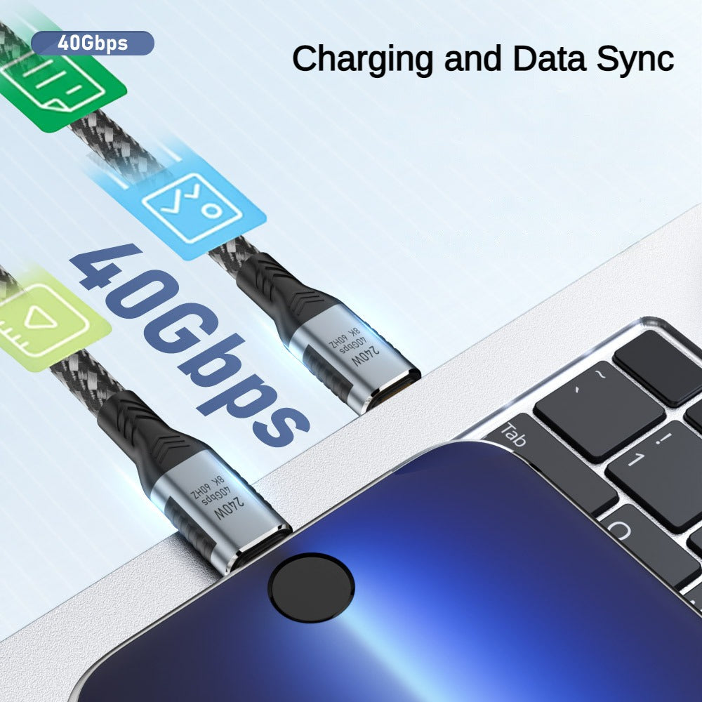 1.5m 8K / 60Hz USB4 40Gbps Type C Male to Male Braided Data Cable Support PD 240W Fast Charging