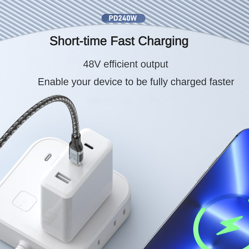 1.5m 8K / 60Hz USB4 40Gbps Type C Male to Male Braided Data Cable Support PD 240W Fast Charging