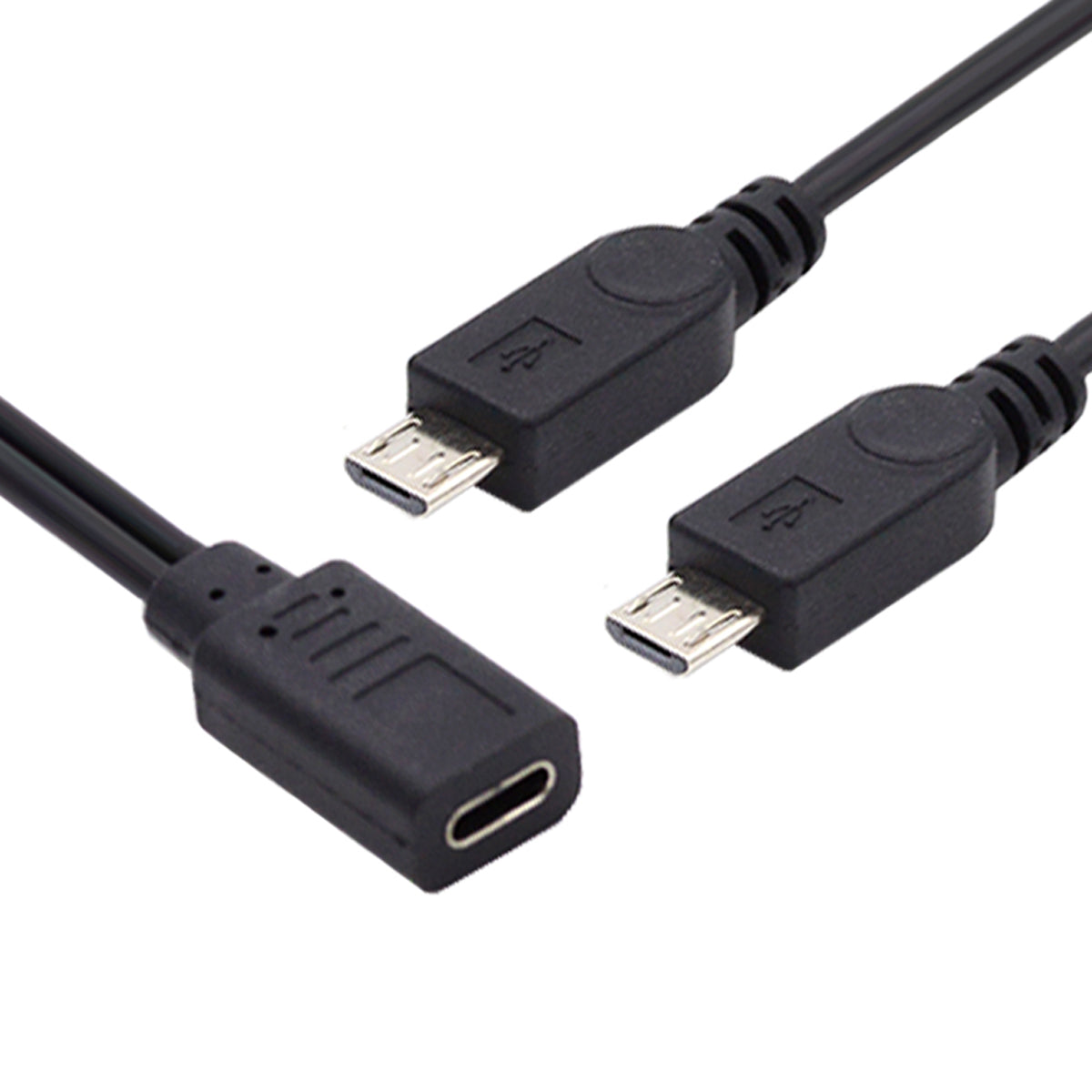 U2-069-TC003 Type-C Female DC 5V to Dual Micro USB 5Pin Male Splitter Extension Charge Cable