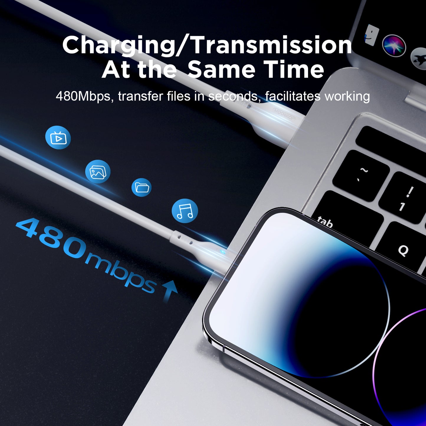 Joyroom S-UL012A13 1.2m USB-A to Lightning 2.4A Fast Charging Data Cable with Indicator - White