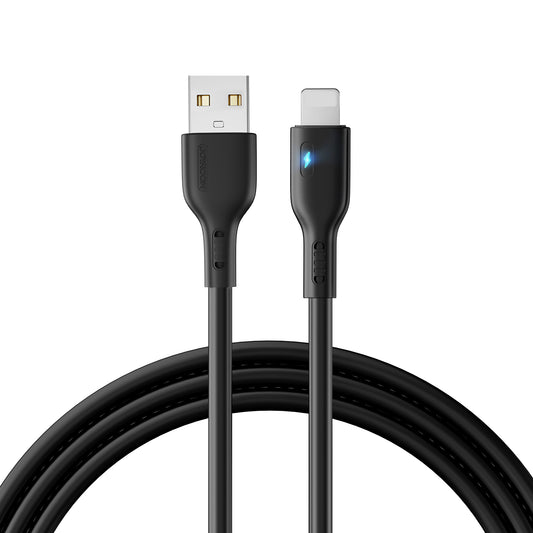 Joyroom S-UL012A13 1.2m USB-A to Lightning 2.4A Fast Charging Data Cable with Indicator - Black