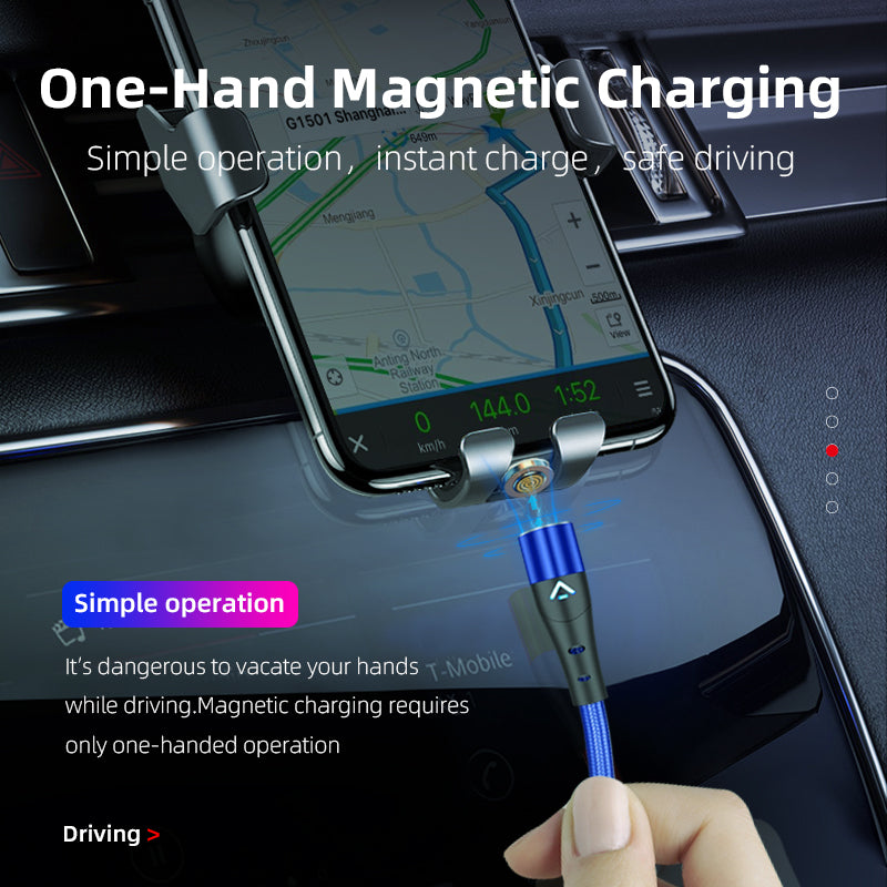 Uniqkart 2m Magnetic Charging Cable 2-in-1 3A Fast Charging USB to Lightning + Type-C Data Cord - Red