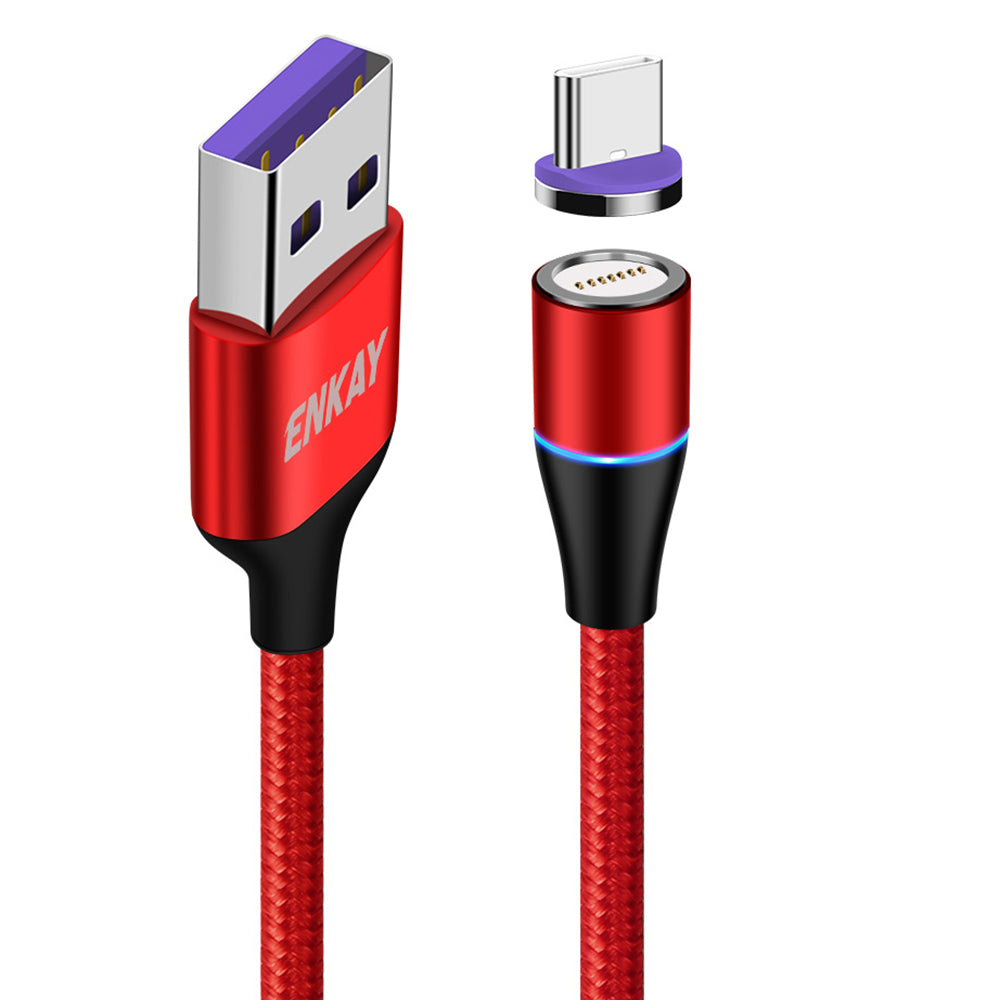 Uniqkart 1m Magnetic Charging Cable USB to Type-C 5A Fast Charging Data Cord - Red