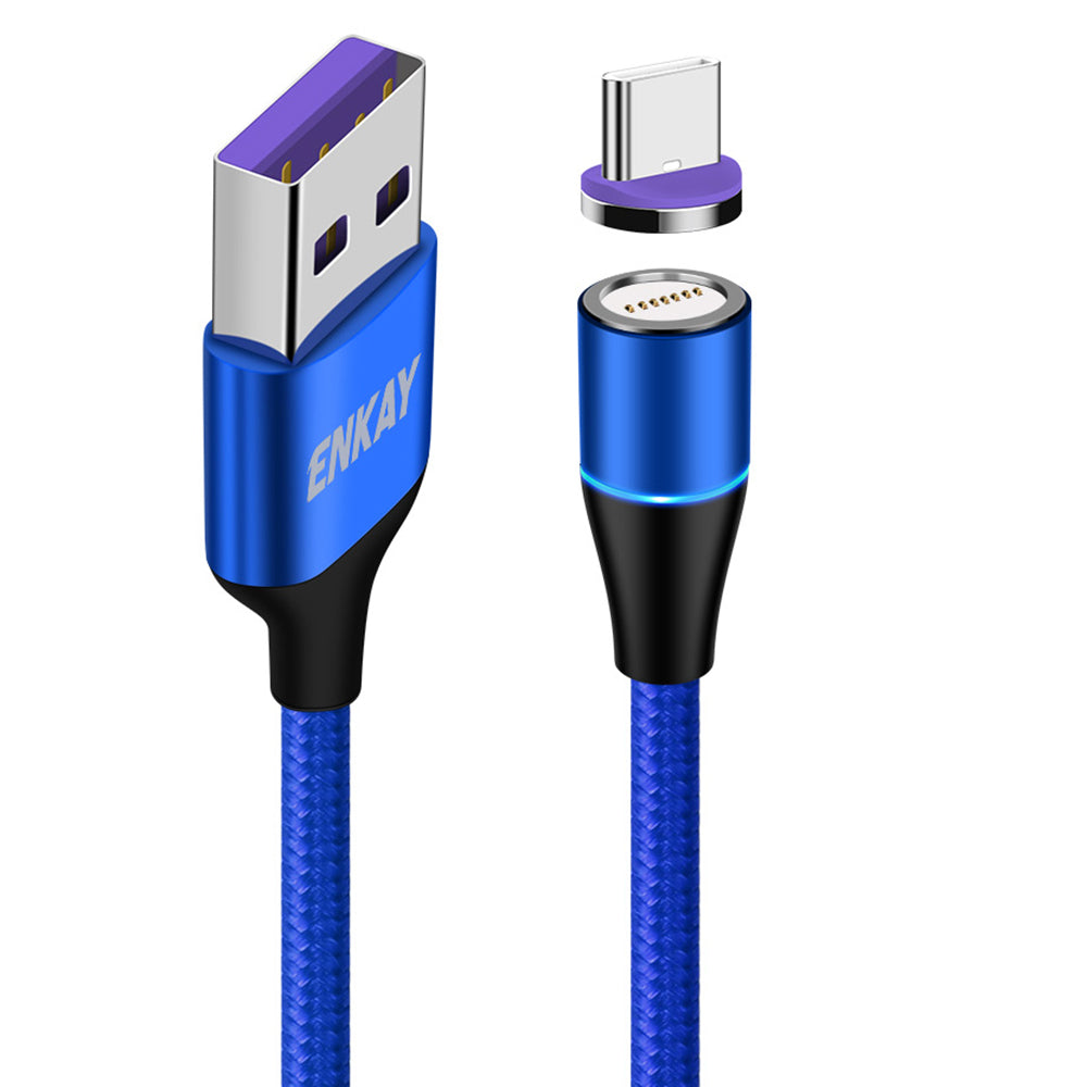 Uniqkart 1m Magnetic Charging Cable USB to Type-C 5A Fast Charging Data Cord - Blue