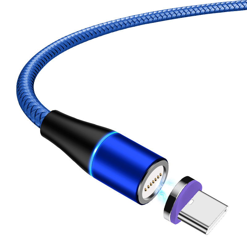 Uniqkart 1m Magnetic Charging Cable USB to Type-C 5A Fast Charging Data Cord - Blue