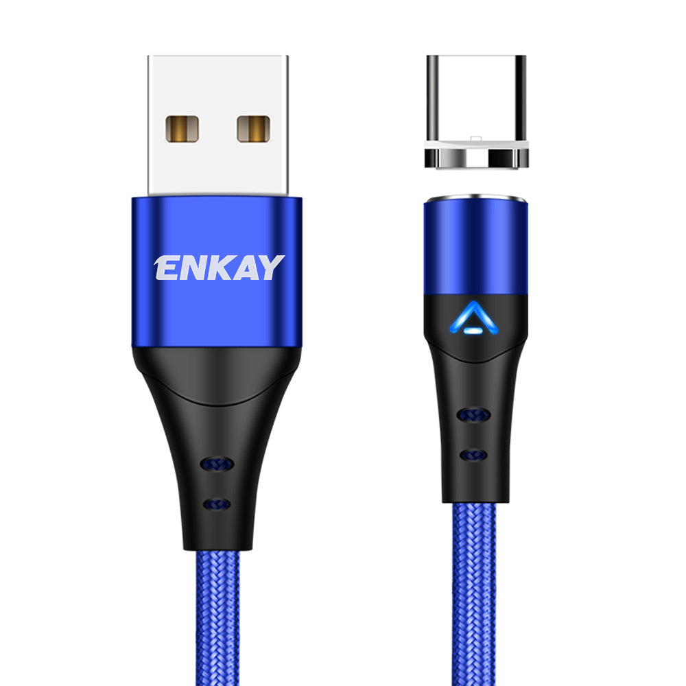 Uniqkart 2m 3A Fast Charging Magnetic Cable USB to Type-C 480Mbps Data Cord - Blue
