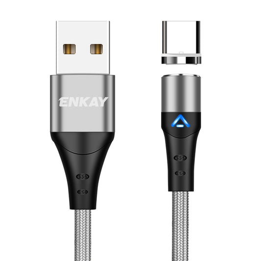 Uniqkart 2m 3A Fast Charging Magnetic Cable USB to Type-C 480Mbps Data Cord - Silver