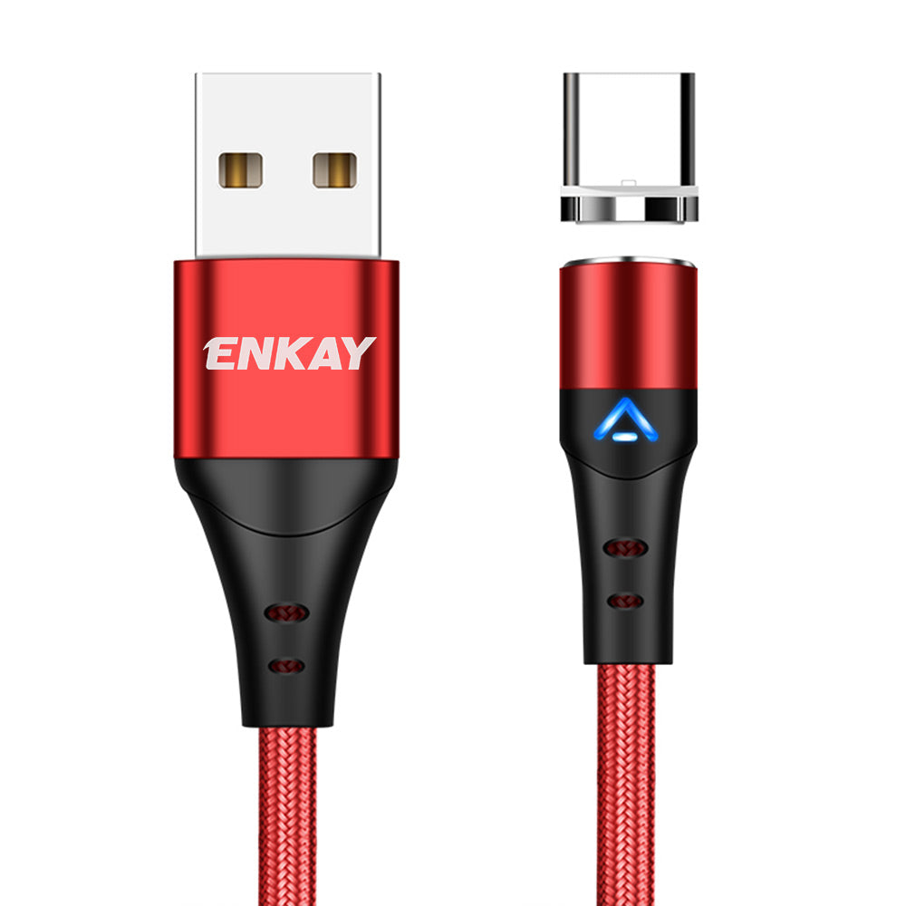Uniqkart 2m 3A Fast Charging Magnetic Cable USB to Type-C 480Mbps Data Cord - Red