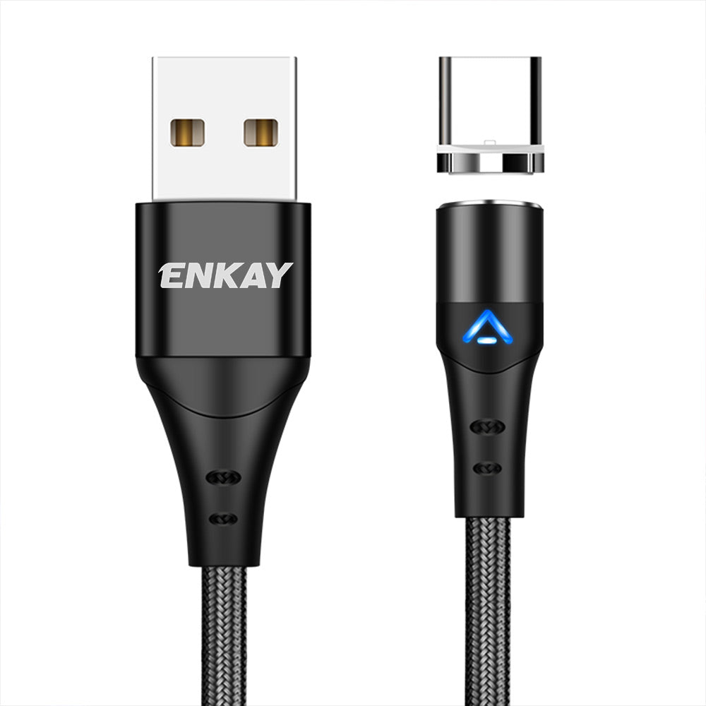Uniqkart 2m 3A Fast Charging Magnetic Cable USB to Type-C 480Mbps Data Cord - Black