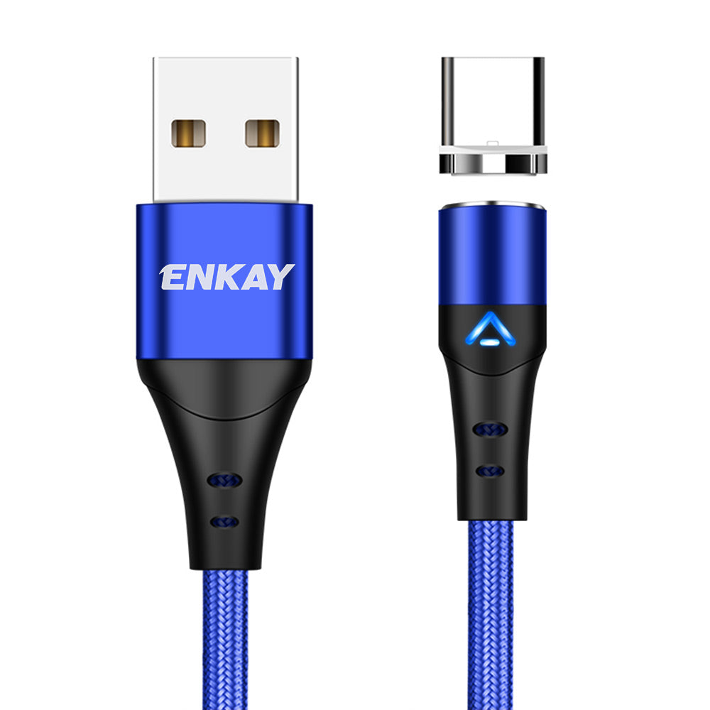 Uniqkart 1m USB to Type-C 3A Fast Charging Phone Data Cable Magnetic Charging Cord - Blue